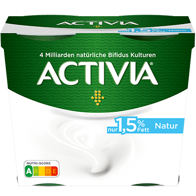 Activia Joghurt, 1,5 % Fett. Mit natürlichen Bifidus Kulturen.