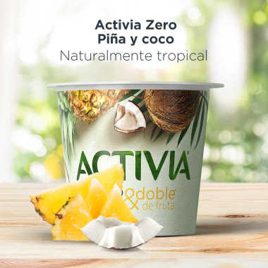 Activia Zero Piña y coco. Naturalmente tropical

