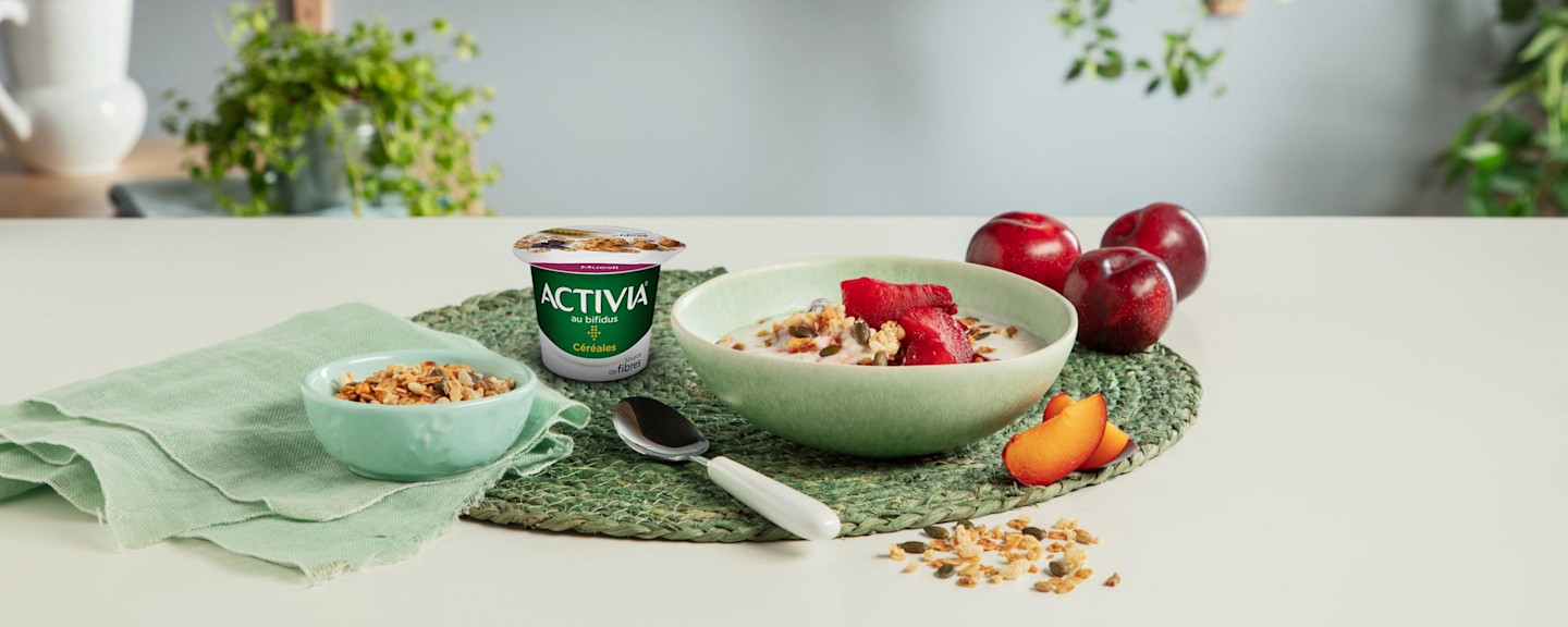Recette Bowl Activia prune granola