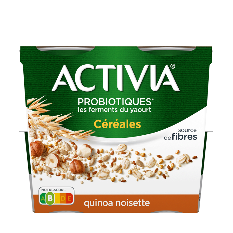 L'onctuosité d'un Activia dans une sélection inédite de céréales, découvrez la gamme : Activia Céréales Quinoa Noisette.  Pour de nouvelles sensations gourmandes, jusqu'à la dernière cuillère.