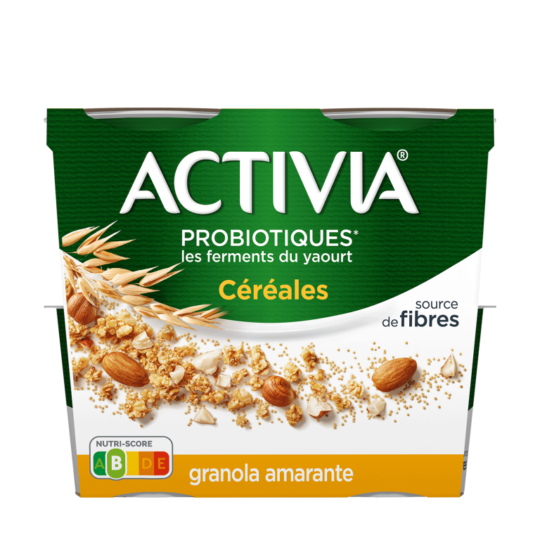 L'onctuosité d'Activia associé à une selection gourmande de céréales, découvrez Activia Céréales Graines d'Amarantes. Le tout source de fibre. 