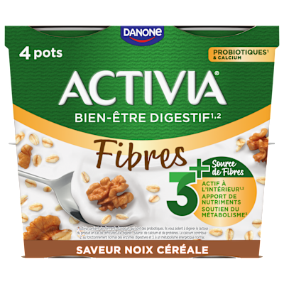 L'onctuosité d'un Activia dans une sélection gourmande de céréales, découvrez la gamme : Activia Céréales Saveur Noix Céréale.  Pour de nouvelles sensations, jusqu'à la dernière cuillère.