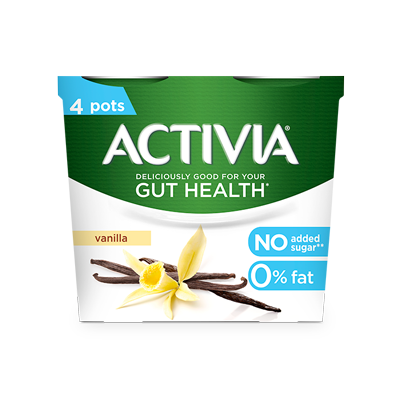 Activia Live Cultures Fat Free No Added Sugar Yogurt  - Vanilla Yogurt 120g 4 pack