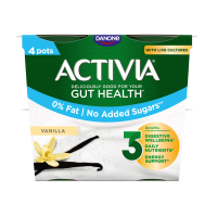 Activia Live Cultures Fat Free No Added Sugar Yogurt  - Vanilla Yogurt 120g 4 pack
