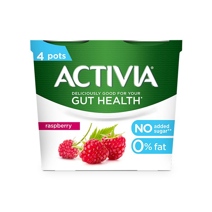 Activia Live Cultures Fat Free No Added Sugar Yogurt  - Raspberry Yogurt 120g 4 pack