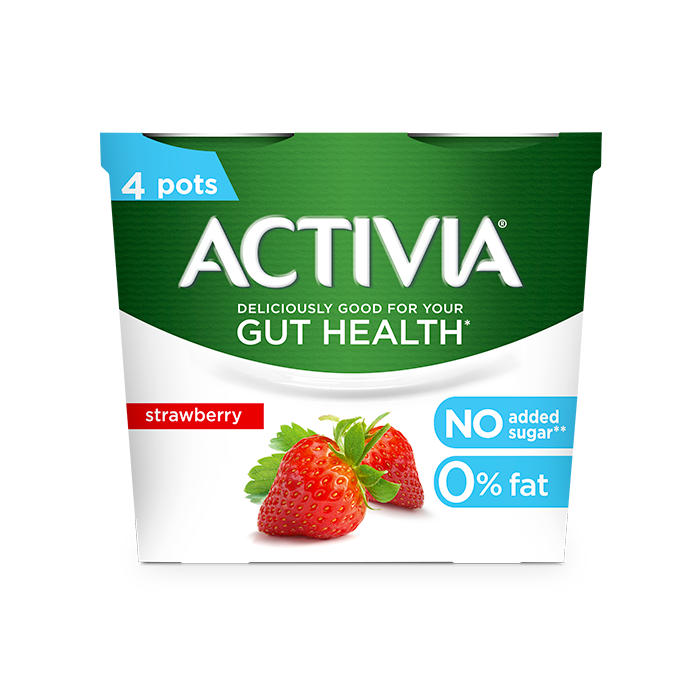 Activia Live Cultures Fat Free No Added Sugar Yogurt - Strawberry 120g 4 pack