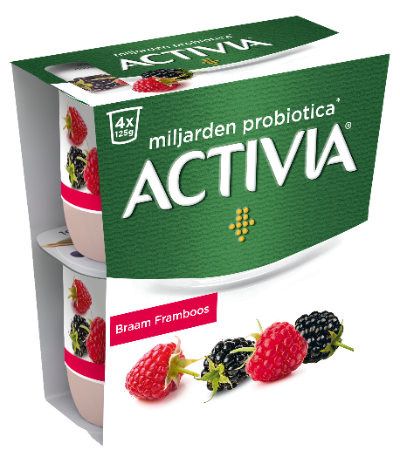 Activia Braam Framboos - een unieke combinatie van milde yoghurt, braam en framboos.