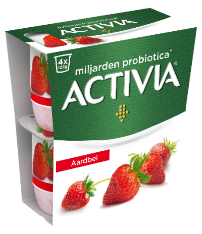 Activia Aardbei - Een unieke combinatie van milde yoghurt en sappige aardbeien.