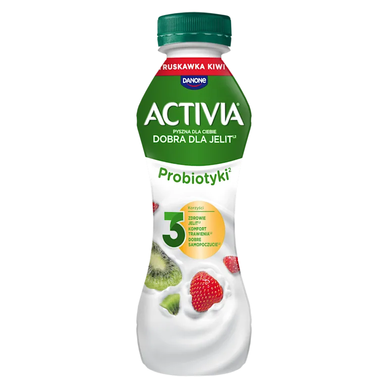 Activia jogurt truskawka, kiwi do picia z miliardami bakterii probiotycznych