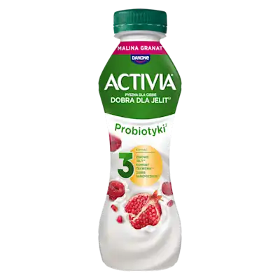 Activia jogurt malina, granat do picia z miliardami bakterii probiotycznych