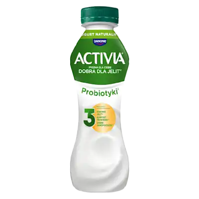 Jogurt naturalny Activia, pełny jogurtowych bakterii probiotycznych.