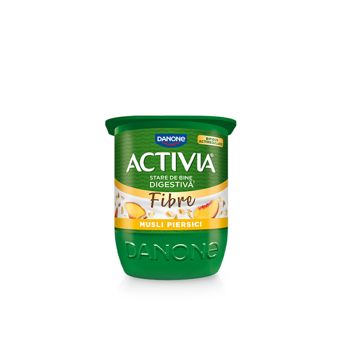 Activia Cereale Integrale cu Musli crocant si Piersici delicioase.