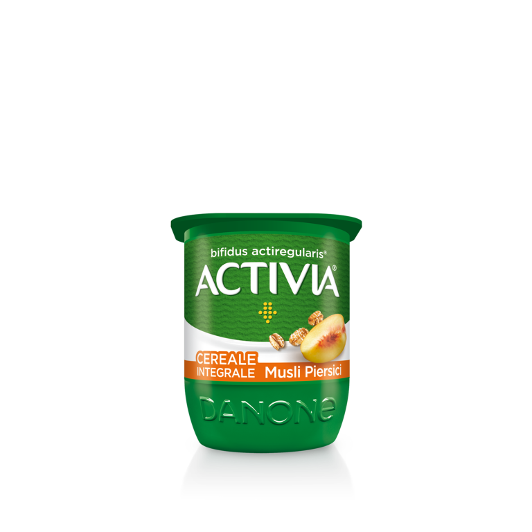 Activia Cereale Integrale cu Musli crocant si Piersici delicioase.