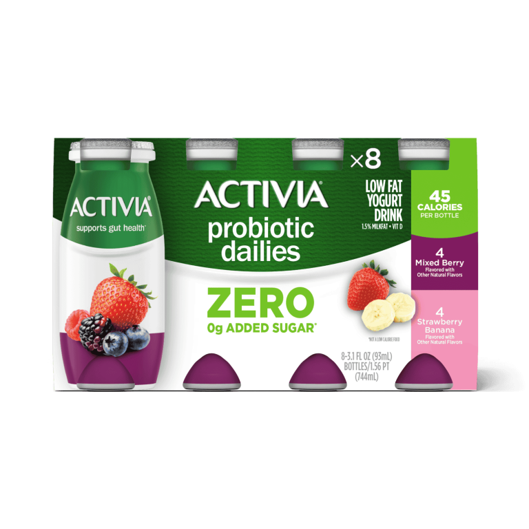 Celebrate your greatness from within with Activia® Dailies Zero-0g-Added-Sugar Yogurt Drinks. With billions of probioitics, and vitamin C, D, and Zinc, Activia® Dailies Zero-0g-Added-Sugar is a great addition to any wellness routine to help you feel A+ from the inside out! 6 pack of 3.1 oz delicious multi-benefit probiotic yogurt drinks.