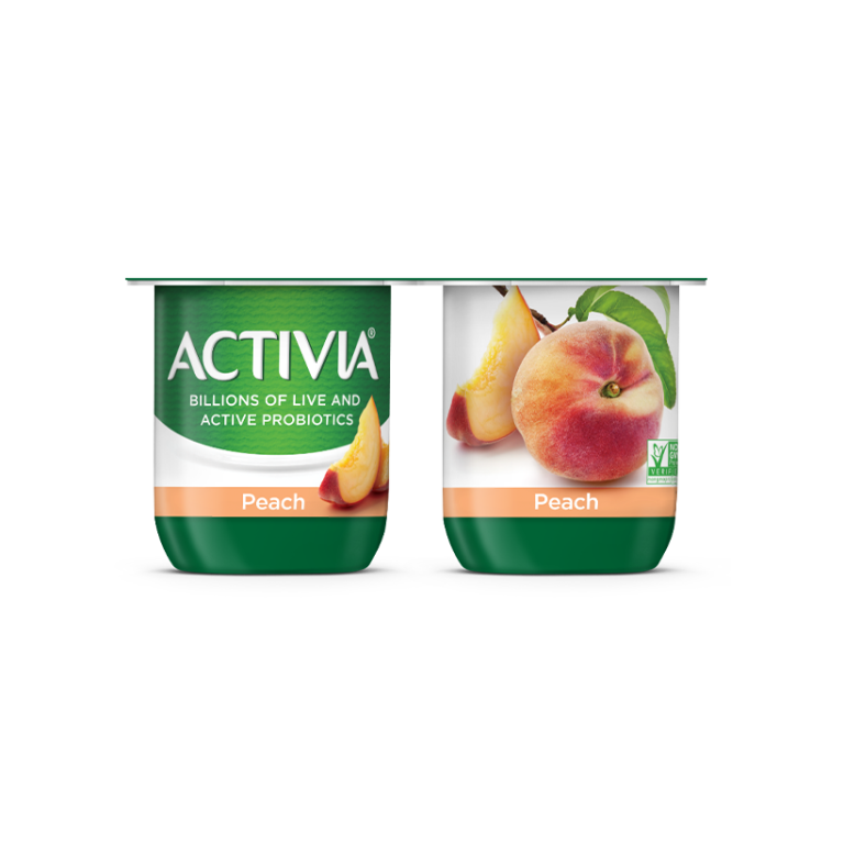 Activia Peach Probiotic Yogurt, Delicious Lowfat Yogurt Cups to Help  Support Gut Health, 4 Ct, 4 OZ