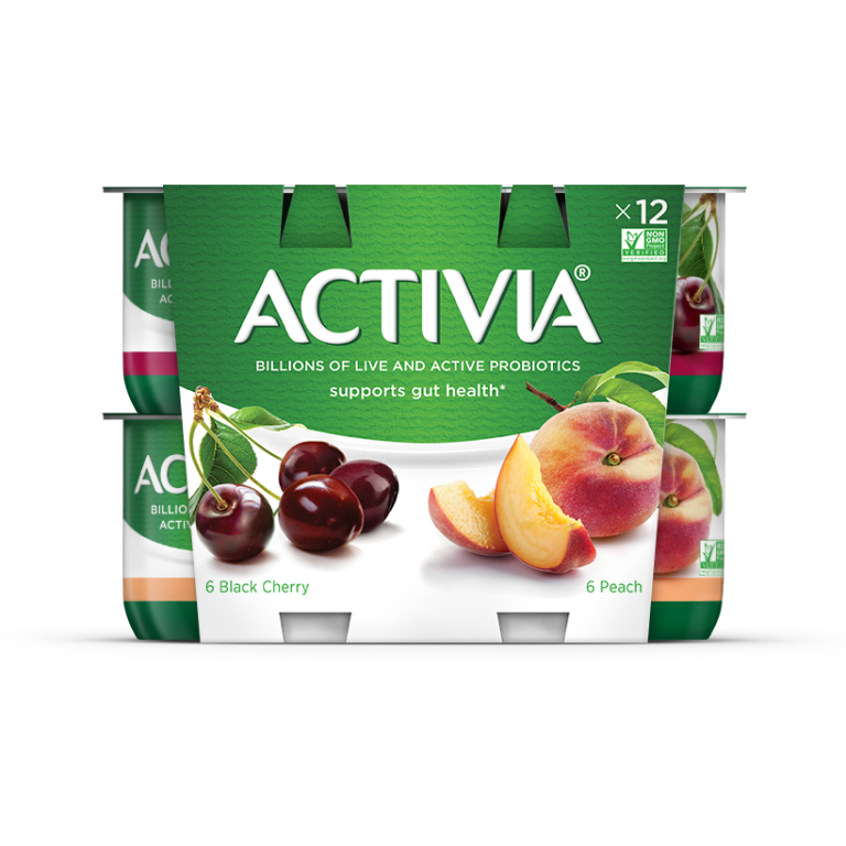Activia Strawberry Black Cherry Peach Yogurt, 4 Ounce -- 24 per