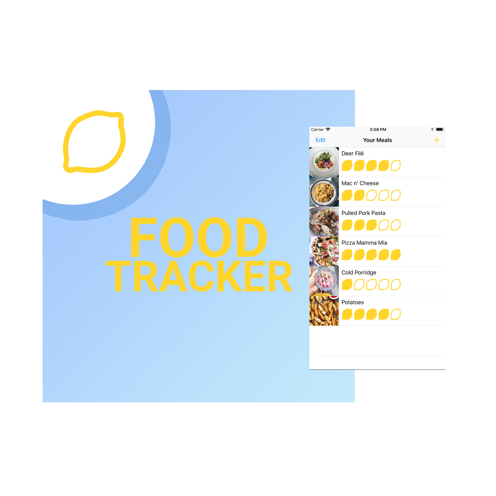 FoodTracker -app - Logo and main view