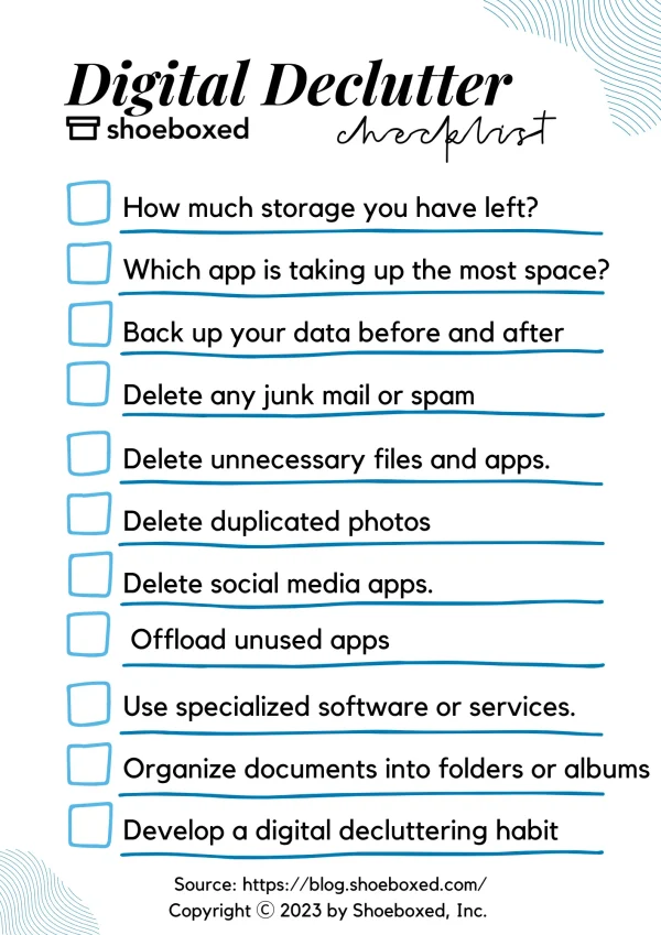Digital declutter checklist