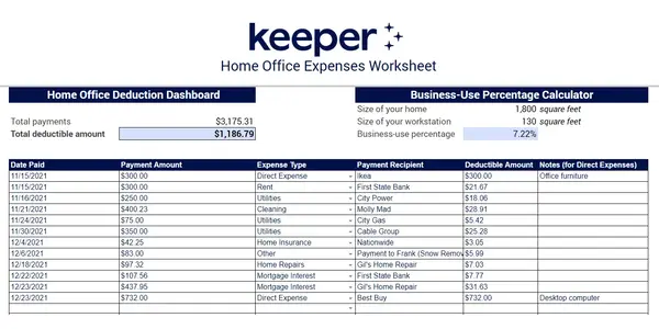 Keeper Tax Office Deduction Template