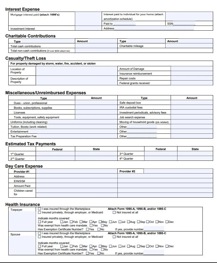 online tax organizer by Tax Pros Plus