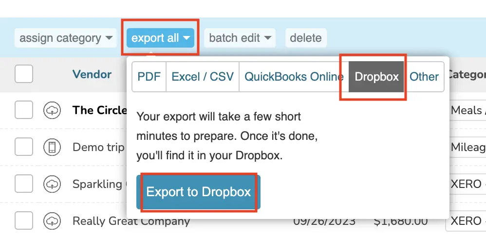 how do i integrate my shoeboxed and dropbox accounts