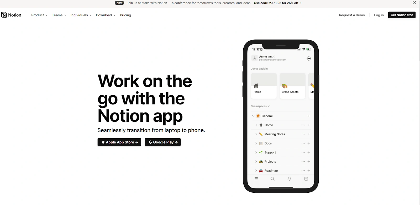 Notion - ideal for businesses looking for the best AI app that's an all-in-one workspace