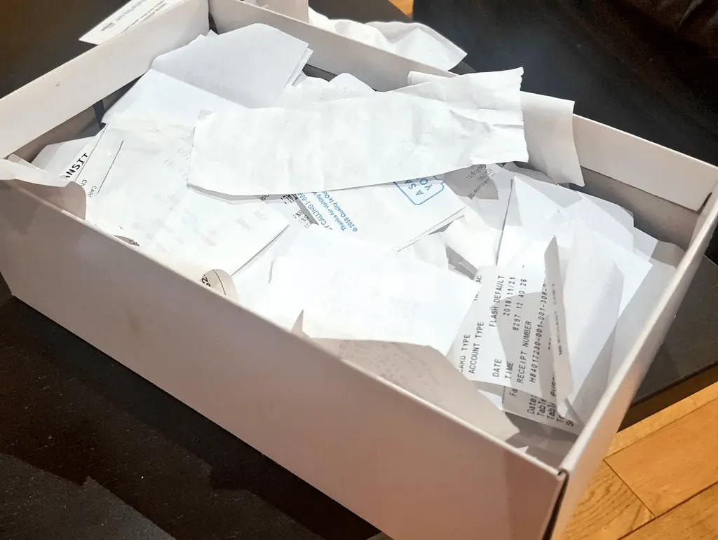 Storing receipts in a shoebox in 2018