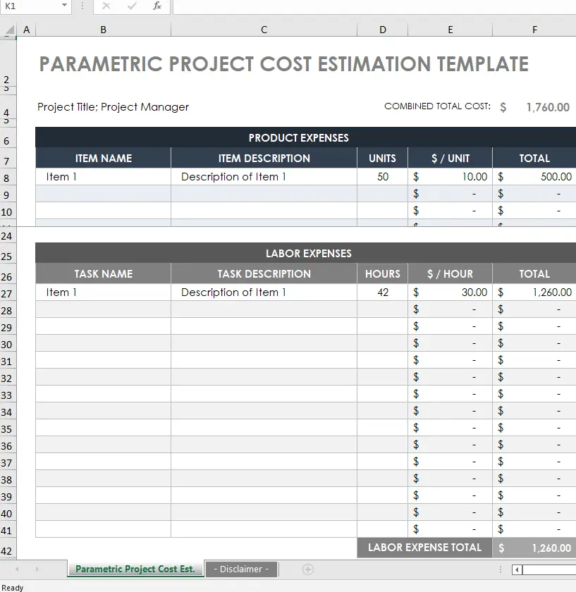 Parametric Project Cost Estimating Template - Smartsheet