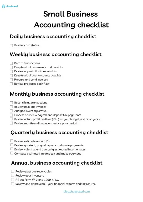 The Small Business Accounting Checklist [Infographic] - Shoeboxed