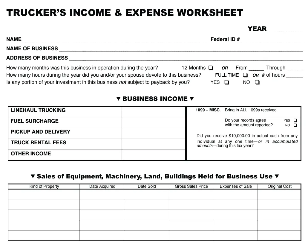 Annual expenses and income worksheet