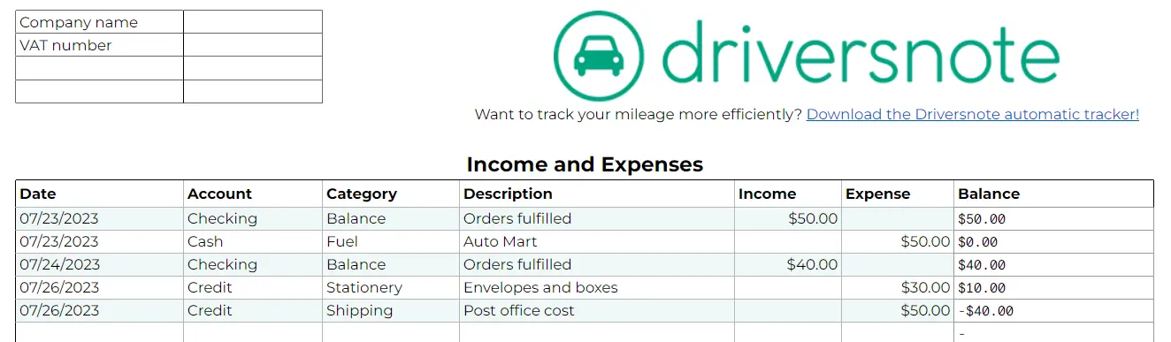 Small Business Income and Expenses Spreadsheet Template - Driversnote