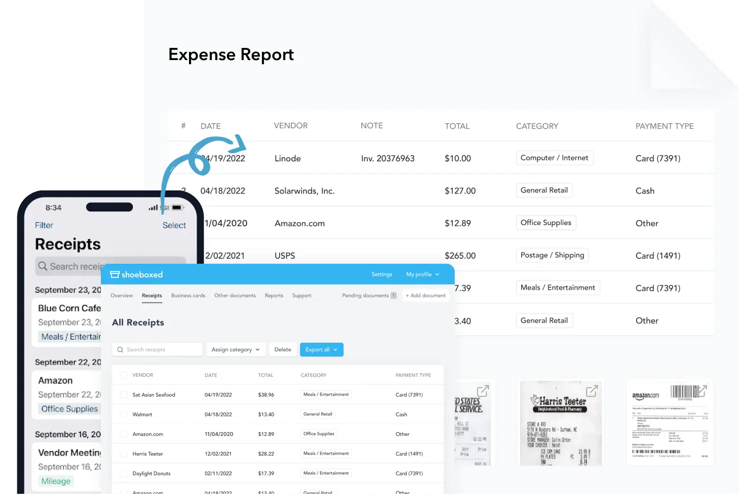 You can create comprehensive expense reports with just a few clicks.