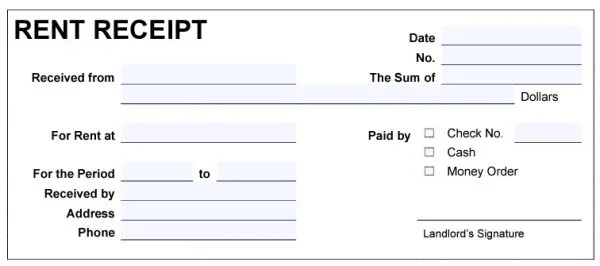 Rent receipt example