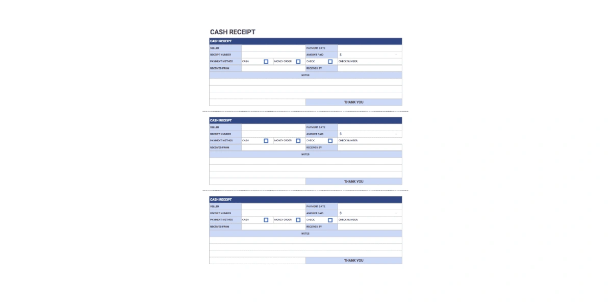 How to create a cash receipt template