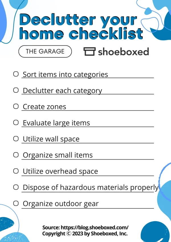 Garage decluttering checklist
