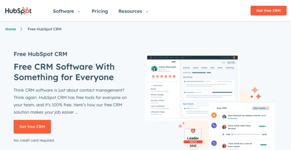 Hubspot CRM home page