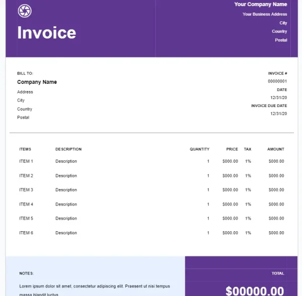 Wave invoice template
