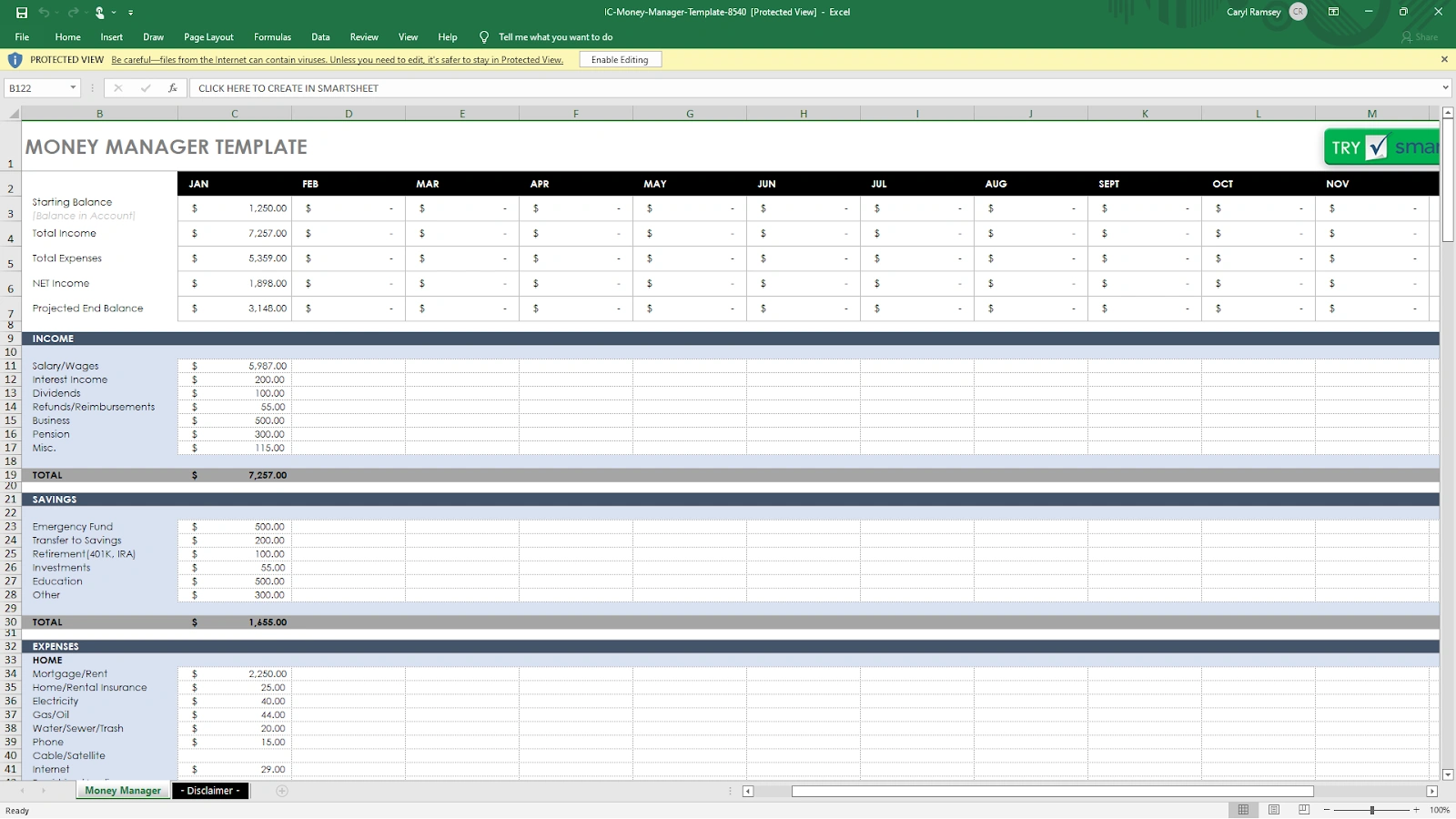 Money Manager Template by Smartsheet via Sheetgo