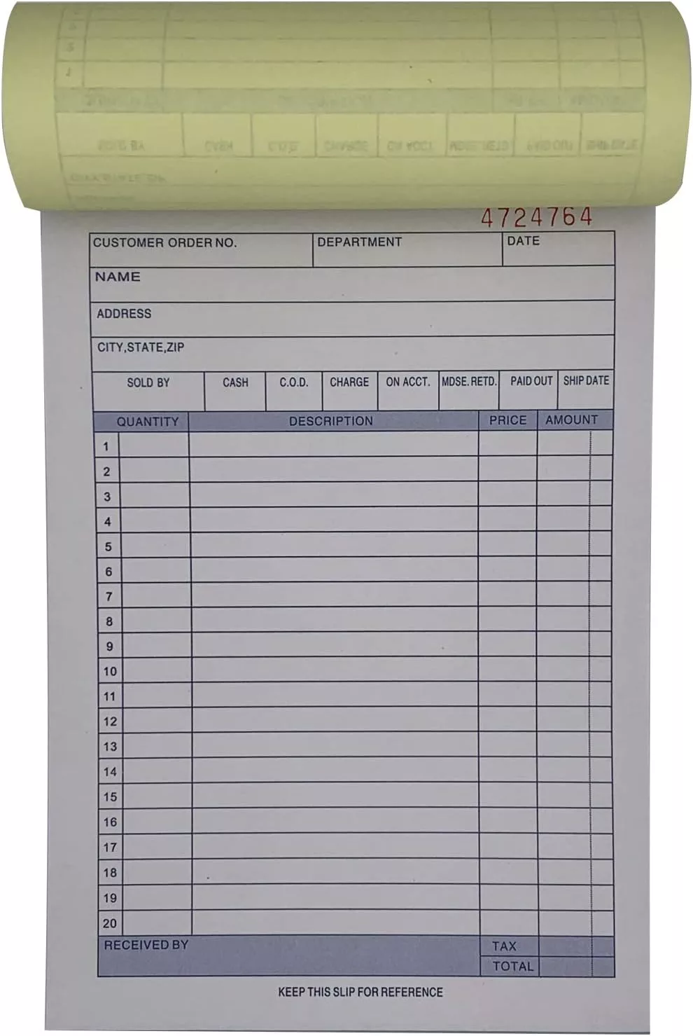 10 Pack Large Sales Order Book Receipt Invoice Duplicate Carbonless 50 Sets 5.9/16″ X 8.7/16″ (10 pck Vertical)