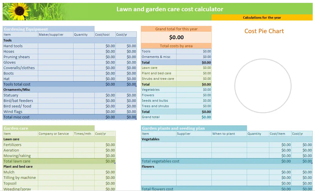 FPPT's Lawn & Garden Expense Template for Excel