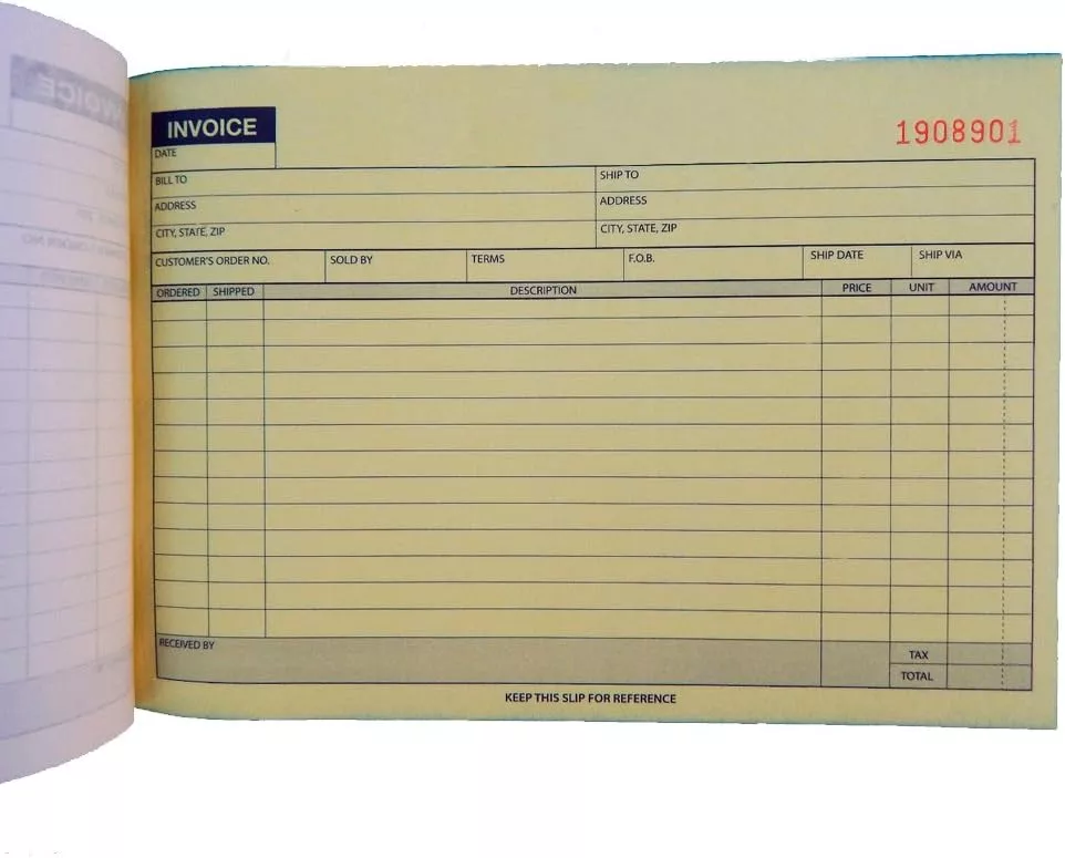 Carbonless invoice book, Amazon