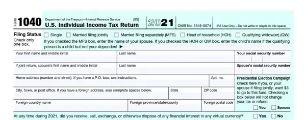 1040 tax return form