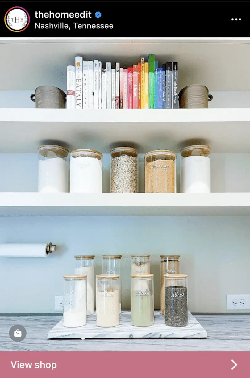 organized counter and shelve space