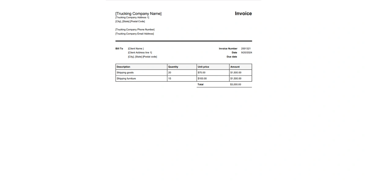 Free Trucking Invoice Template by Online Invoices