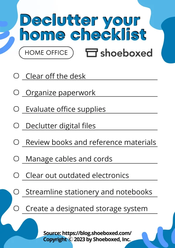 Home office decluttering checklist