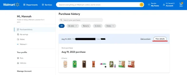 You can view receipt details under Purchase History.