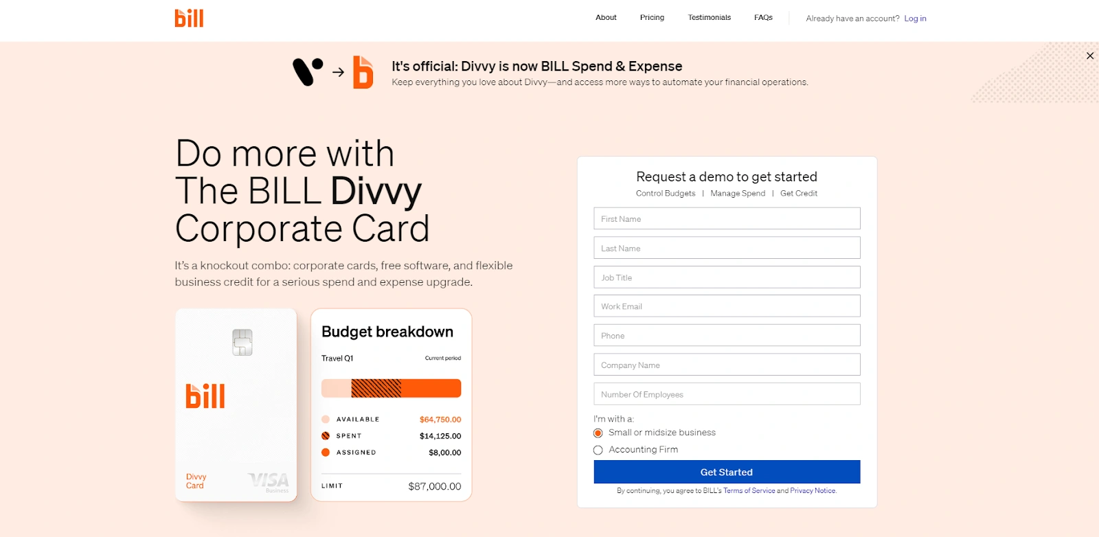  Bill (formerly Divvy) - ideal for businesses looking for a free financial management platform