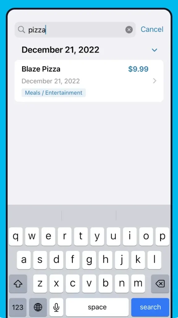 Shoeboxed app receipt search function