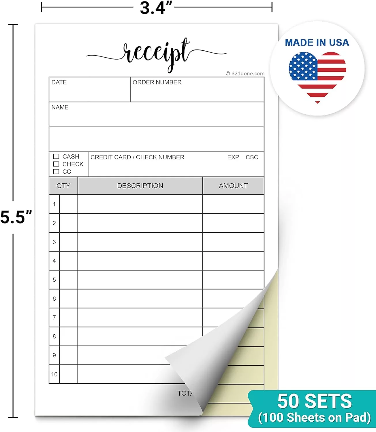 The white receipt is called the original receipt, which is usually on top and is given to customers. Meanwhile, the yellow receipt is a duplicate or carbon copy of the white receipt that the business keeps for documentation. 