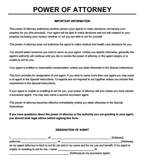 Power of attorney template from LegalTemplates.net
